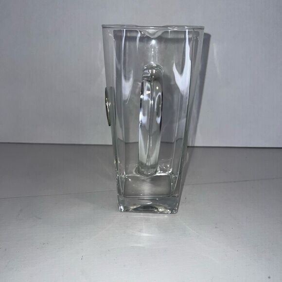 Vintage Maurice Milleur Clear Glass Pitcher With Silver Plate Sand Dollar Beach - Picture 4 of 9